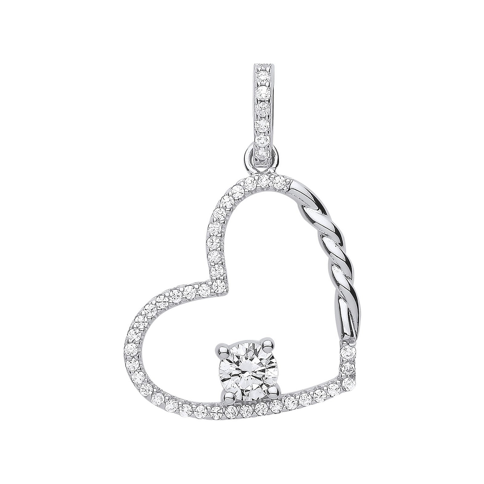 Silver Single Cubic Zirconia Heart Drop Pendant - Fine Necklace - Certified Authentic – Luxury Jewellery by Imperial T
